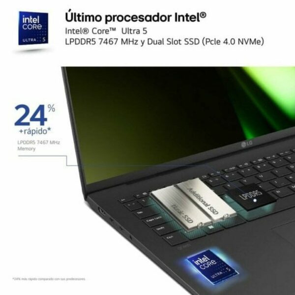 Laptop LG 16ZD90S-G.AX75B 16" Intel Core Ultra 7 155H 16 GB RAM 512 GB SSD Qwerty Español - Imagen 4