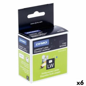 Etiquetas para Impresora Dymo Blanco Negro 1000 Piezas 13 x 25 mm (6 Unidades)